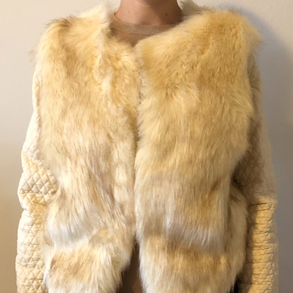 Faux Fur Coat with faux leather